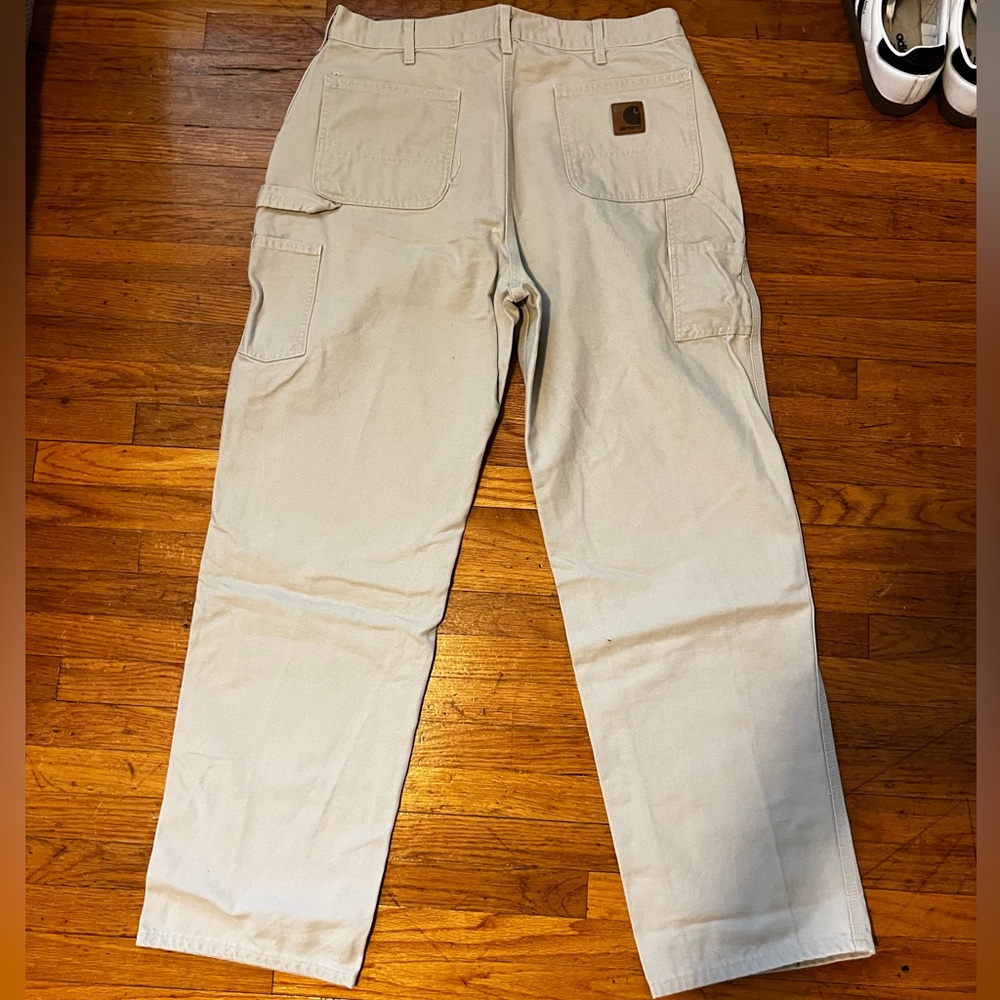 Cream canvas Carthartt carpenter pants